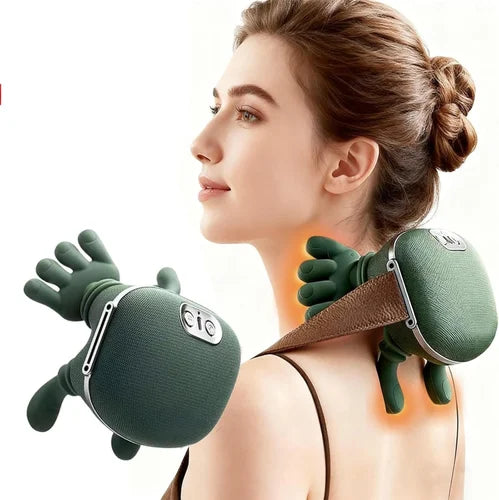 Bionic Heated Massager, Wireless Portable Shiatsu Neck and Back Massager, Electric Deep Tissue 4D Kneading Massage, Simulated Human Hand Design for Pain Relief and Muscle Relax