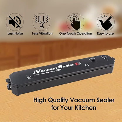 2in1 Electric Vacuum Sealer for Food Storage Home Automatic Packing Sealing Machine for Fresh Fruits, Meat and Vegetables Compact Design Storage Saver, Portable food sealer.