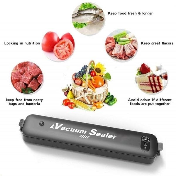 2in1 Electric Vacuum Sealer for Food Storage Home Automatic Packing Sealing Machine for Fresh Fruits, Meat and Vegetables Compact Design Storage Saver, Portable food sealer.