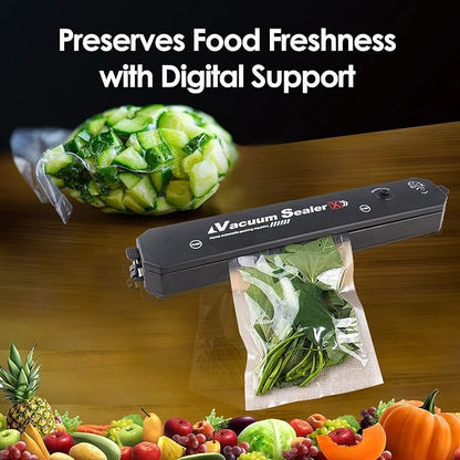 2in1 Electric Vacuum Sealer for Food Storage Home Automatic Packing Sealing Machine for Fresh Fruits, Meat and Vegetables Compact Design Storage Saver, Portable food sealer.