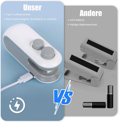 Portable Mini Sealing Machine 2 in 1 USB Rechargeable Magnetic Bag Sealer Heat Seal with Cutter, Plastic Bags Packing Machine Home Appliances-white colours