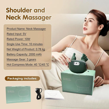 Bionic Heated Massager, Wireless Portable Shiatsu Neck and Back Massager, Electric Deep Tissue 4D Kneading Massage, Simulated Human Hand Design for Pain Relief and Muscle Relax