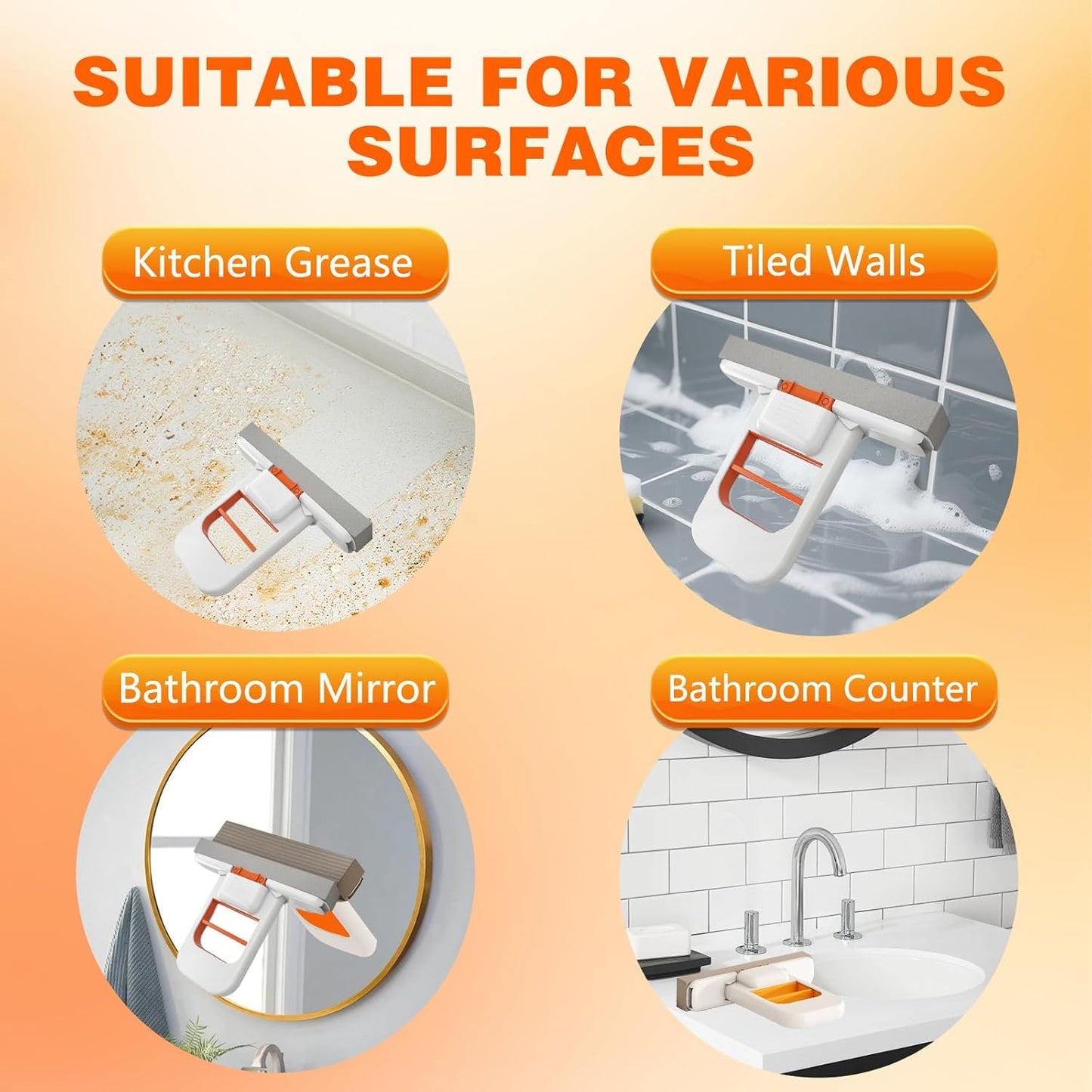 Mini Mop for Kitchen, Floor, Glass, Car & More | Portable Cleaning Sponge Mop Handheld Self-Squeeze Sponge Cleaning Tool Wet and Dry Use Cleaning System for Small Spaces