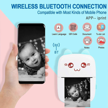 Toy Imagine Mini Portable Thermal Printer – Bluetooth Pocket Printer for Kids & Adults, 57mm Inkless Photo & Label Printer with (1 Roll + 1 Extra Roll) Prints B&W Notes & Stickers (Assorted)