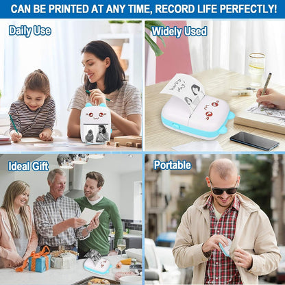 Toy Imagine Mini Portable Thermal Printer – Bluetooth Pocket Printer for Kids & Adults, 57mm Inkless Photo & Label Printer with (1 Roll + 1 Extra Roll) Prints B&W Notes & Stickers (Assorted)
